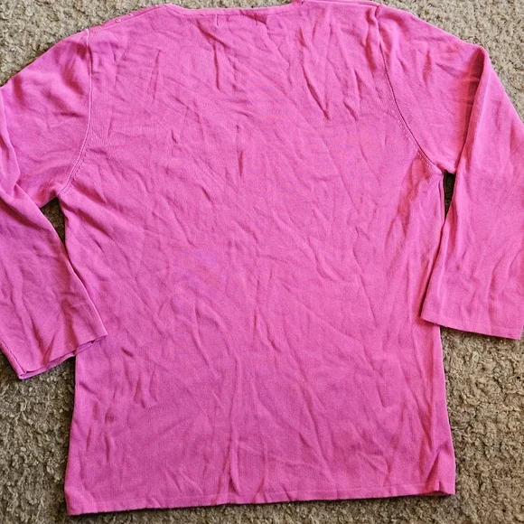 Carducci Pink V-Neck Sequin Embellished Women's Knit Top - Picture 4 of 4